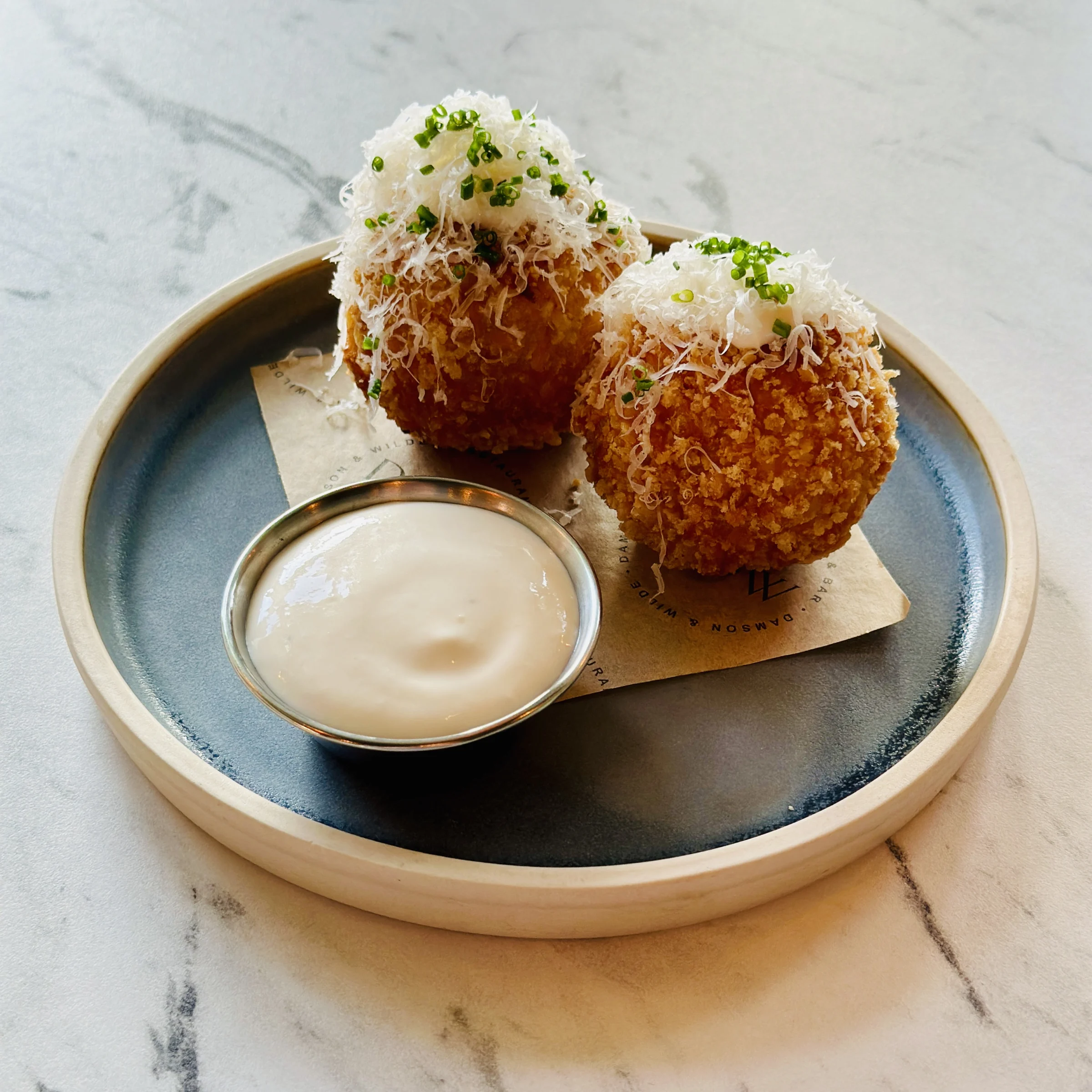 Arancini with a dipping sauce